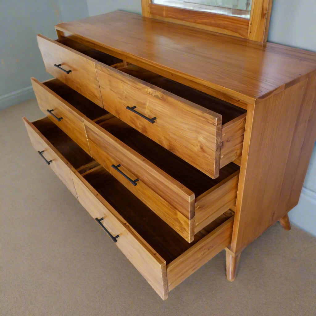 Lennart Dressing Table with Mirror and Handles - Oak