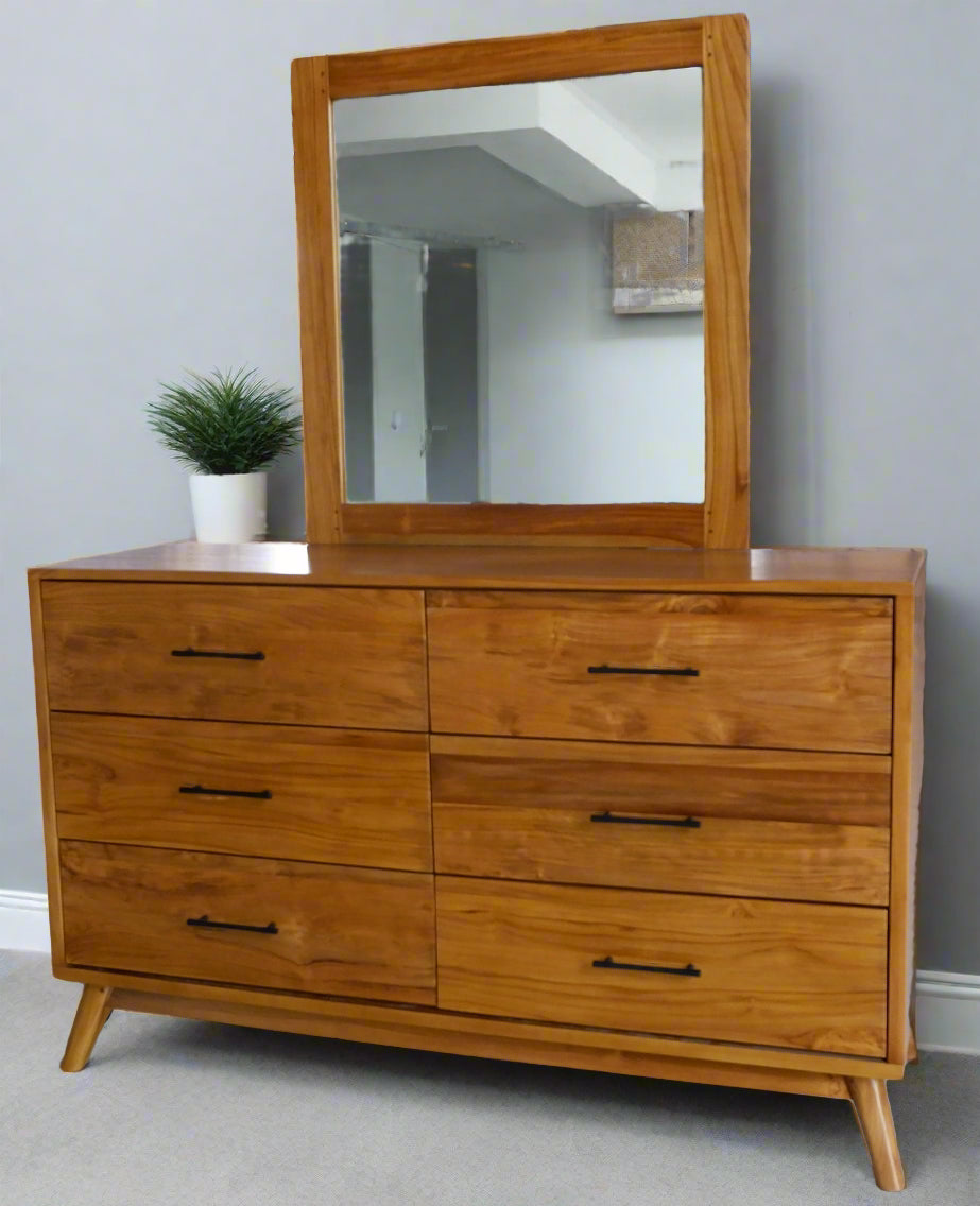 Lennart Dressing Table with Mirror and Handles - Oak