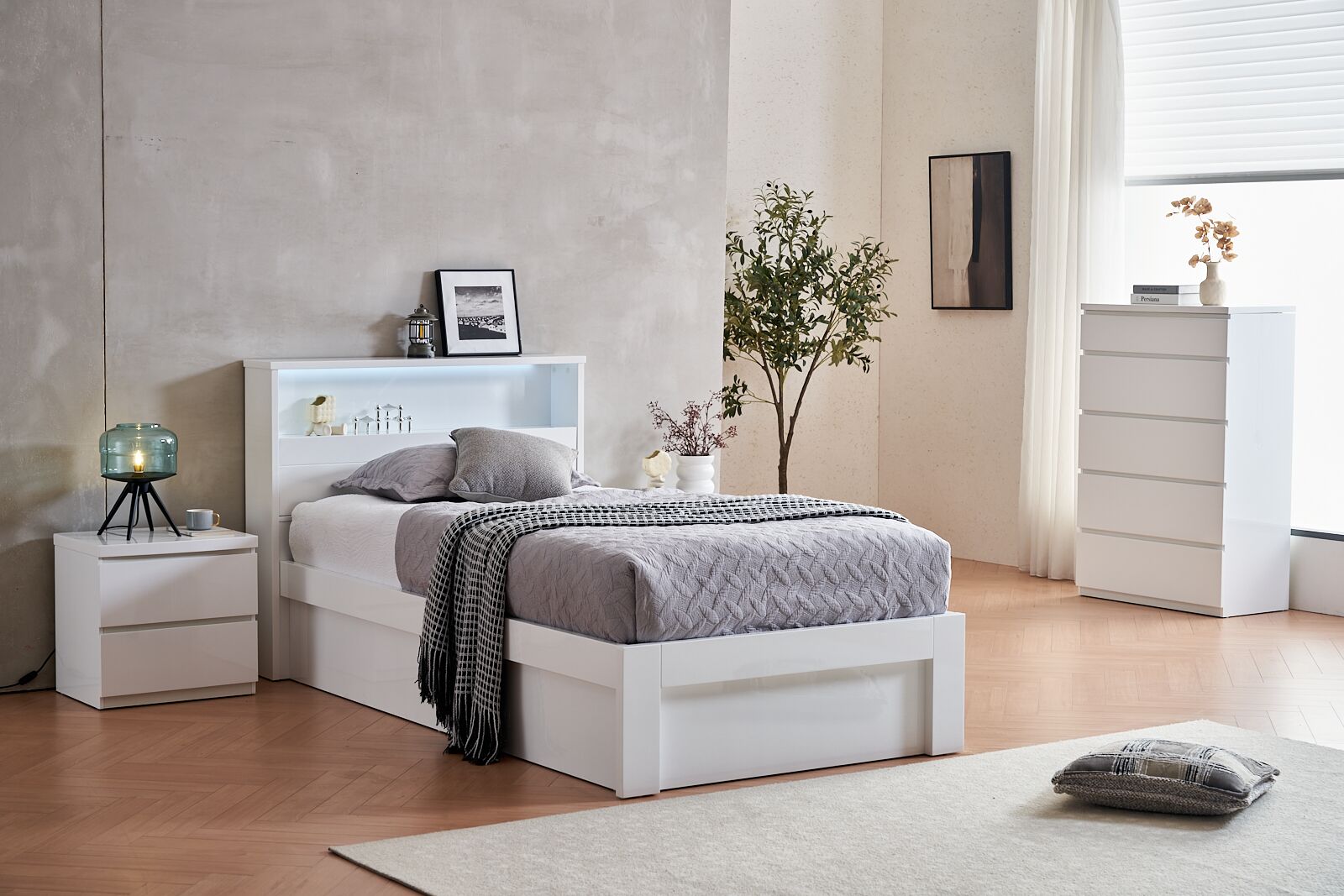 Nile Wood Bed Frame - White