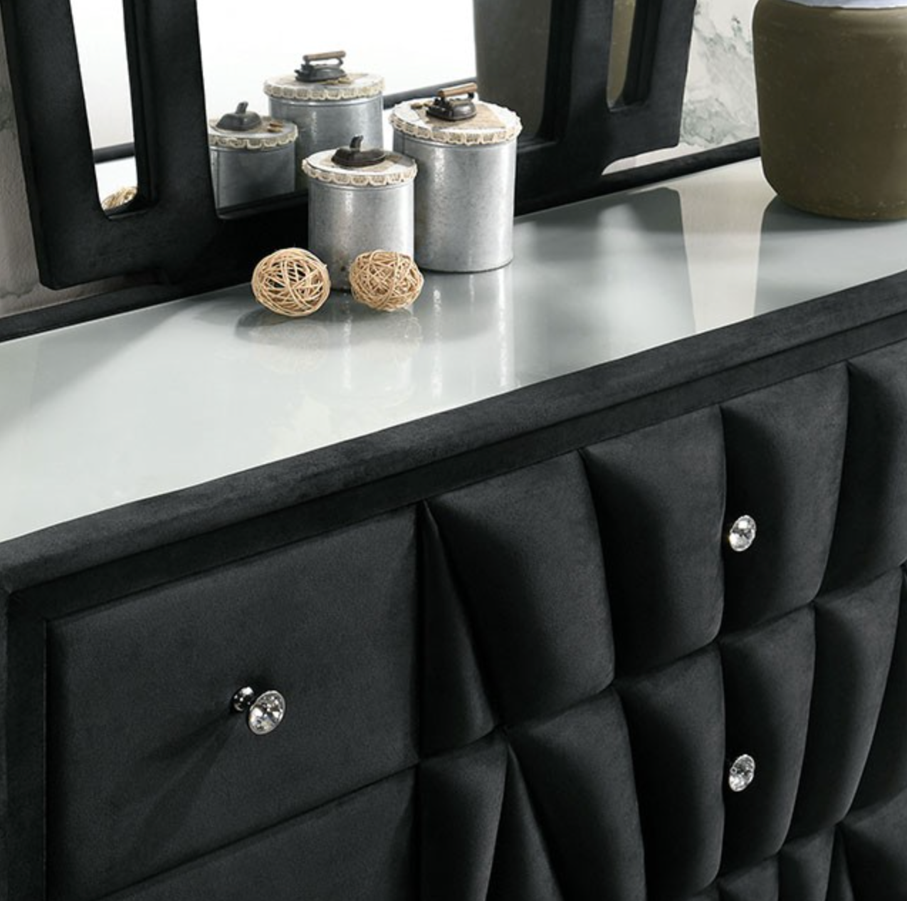 Carissa Dressing Table & Mirror - Black