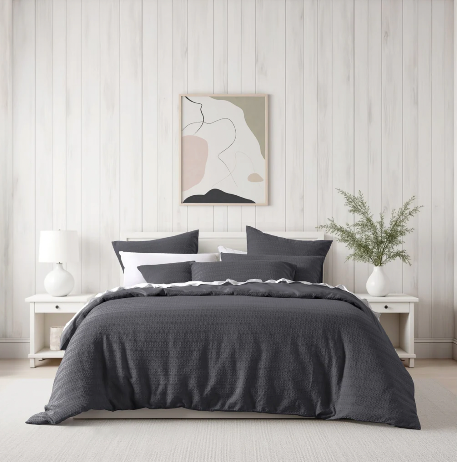 Kahlani Quilt Cover Set Charcoal