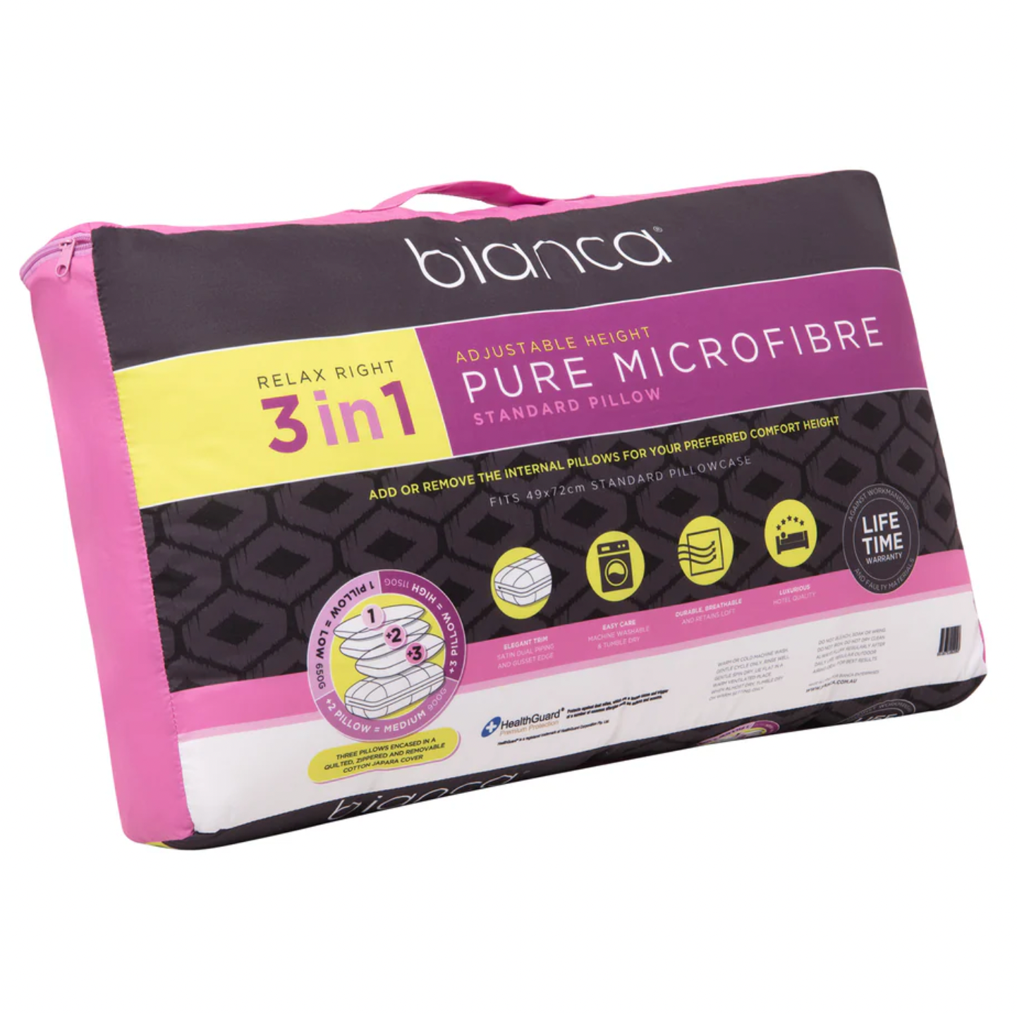 Relax Right Pure Microfibre 3 In 1 Adjustable Pillow