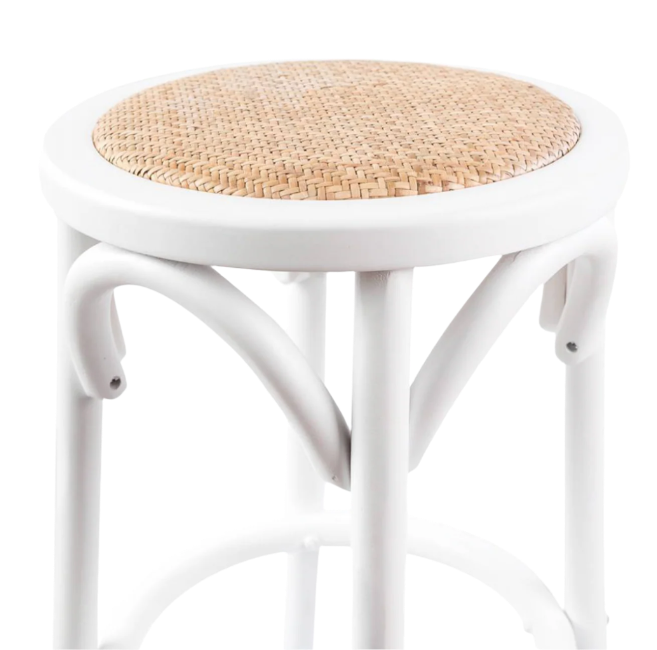 Rattan Kitchen Stool White