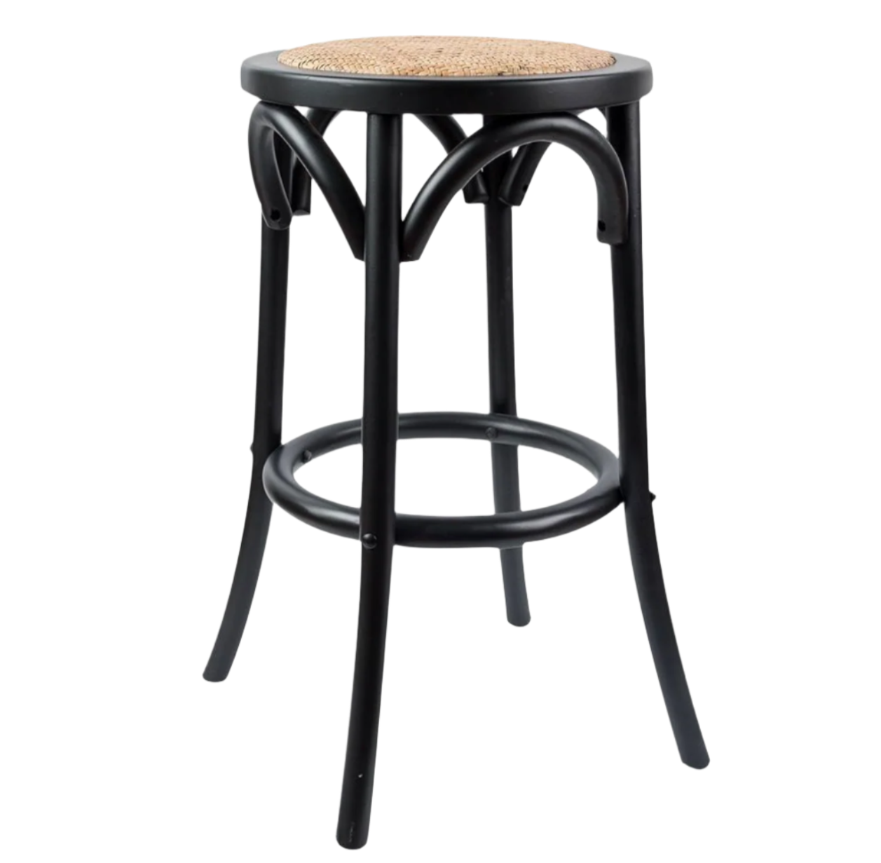 Rattan Kitchen Stool Black
