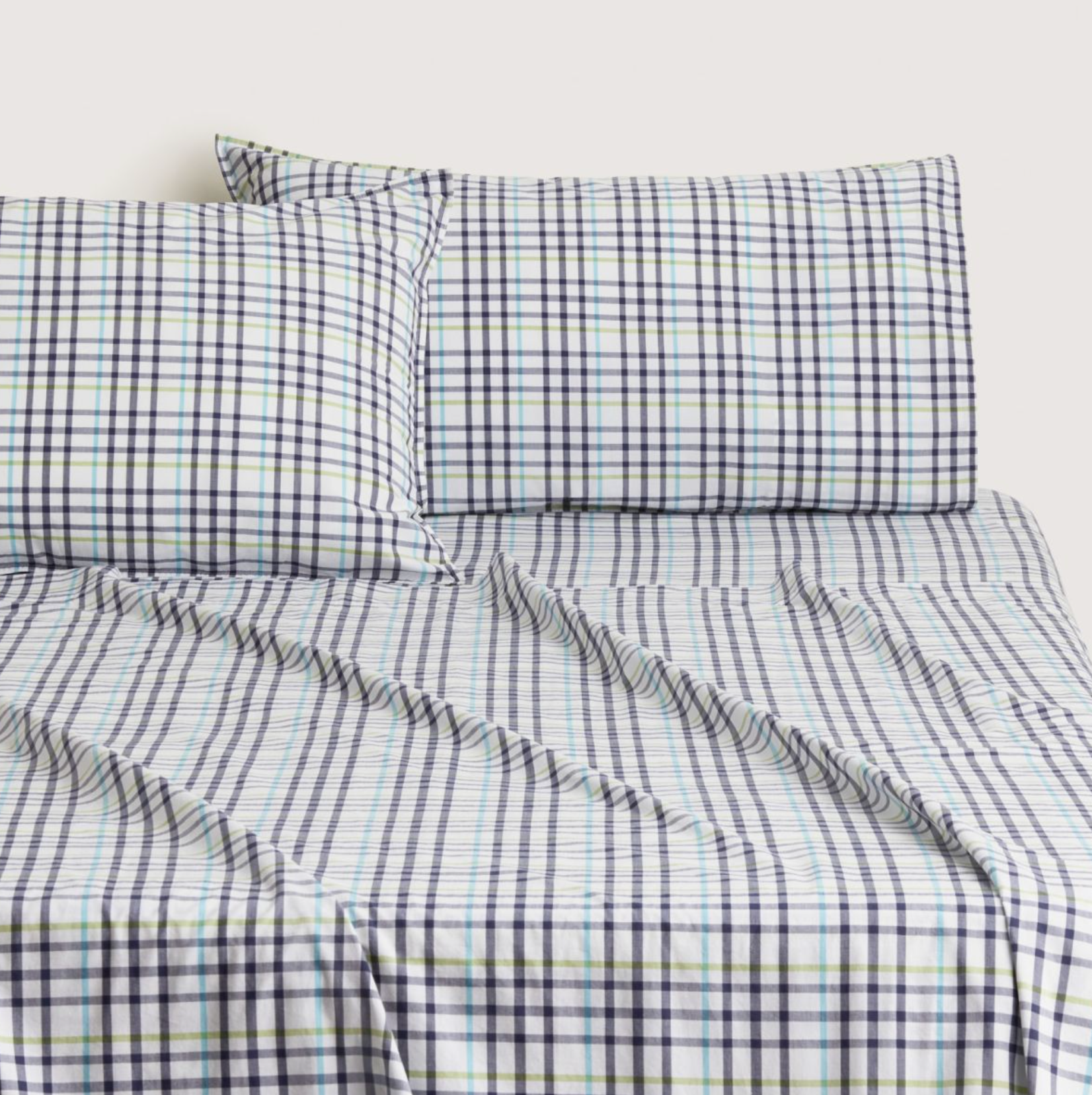 Bayley Check Washed Percale Sheet Set