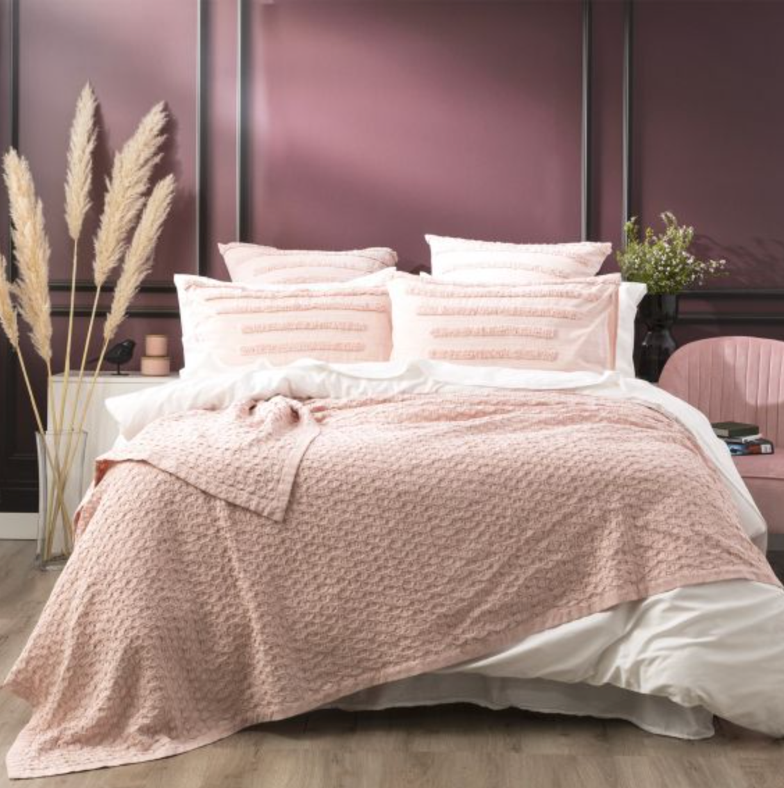 Lexico Washed Cotton Textured Waffle Blanket