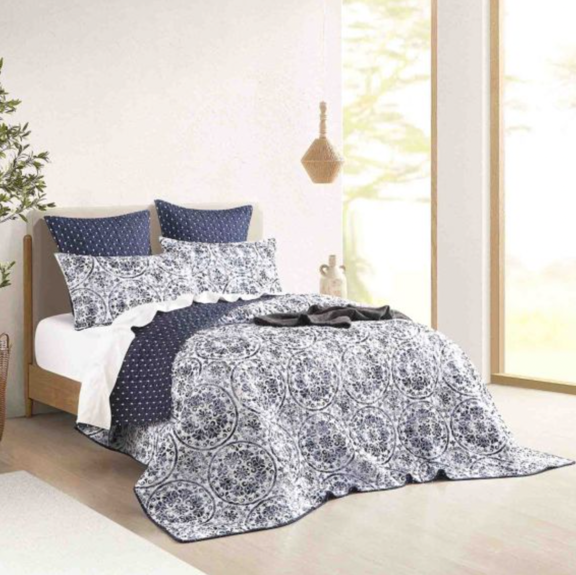 Delos Quilted Reversible Coverlet Set