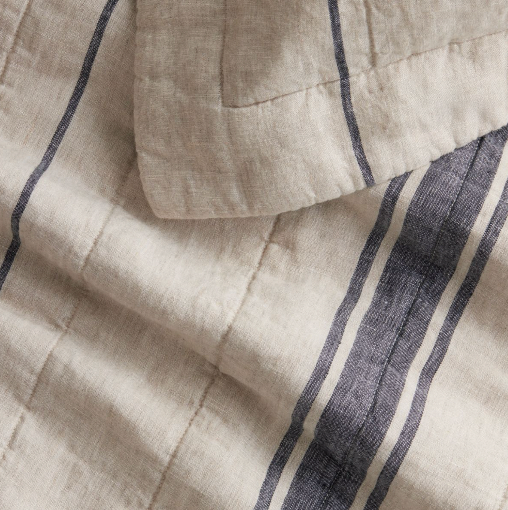 Abbotson Linen Wide Ticking Stripe Bed Cover