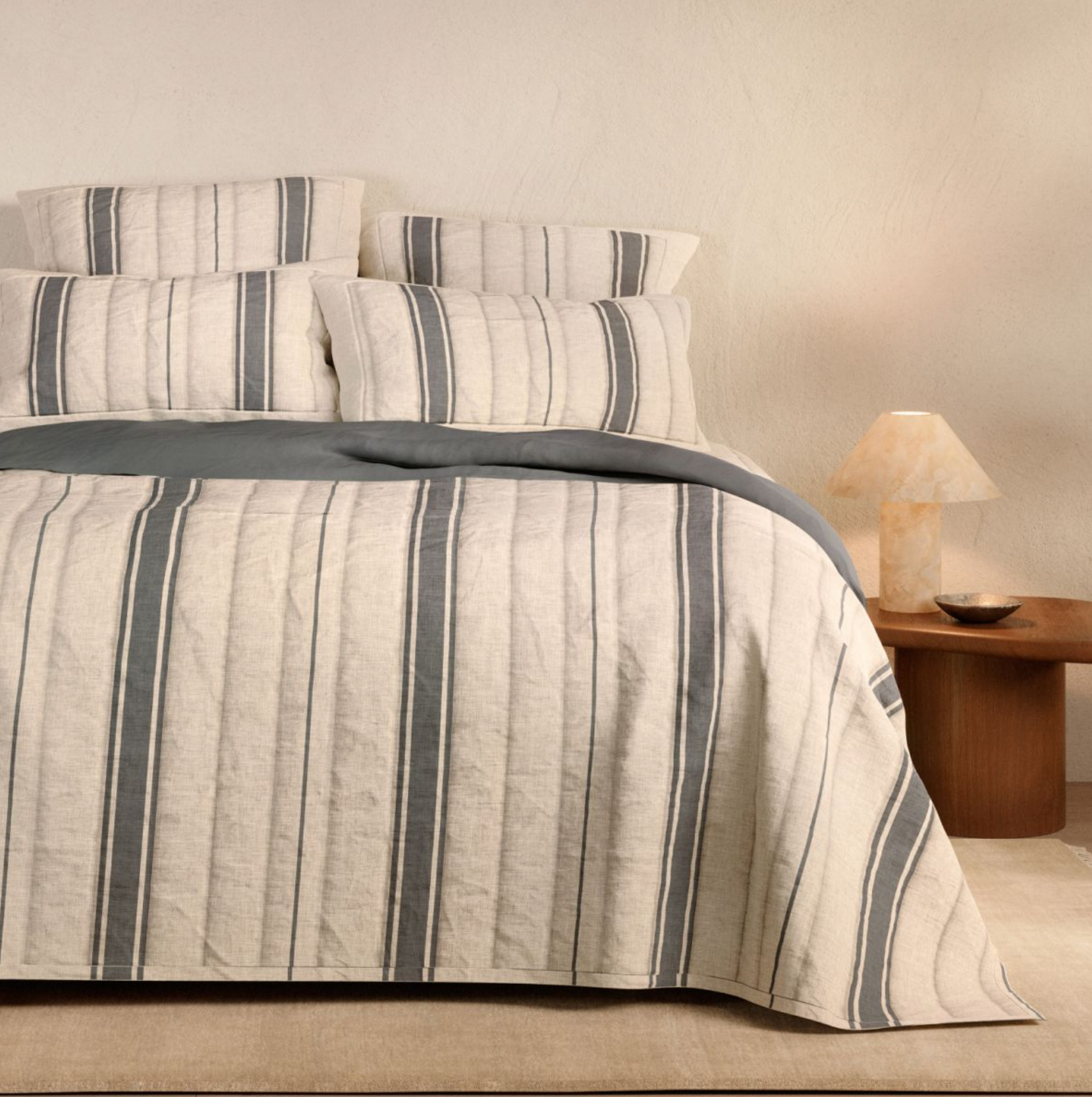 Abbotson Linen Wide Ticking Stripe Bed Cover