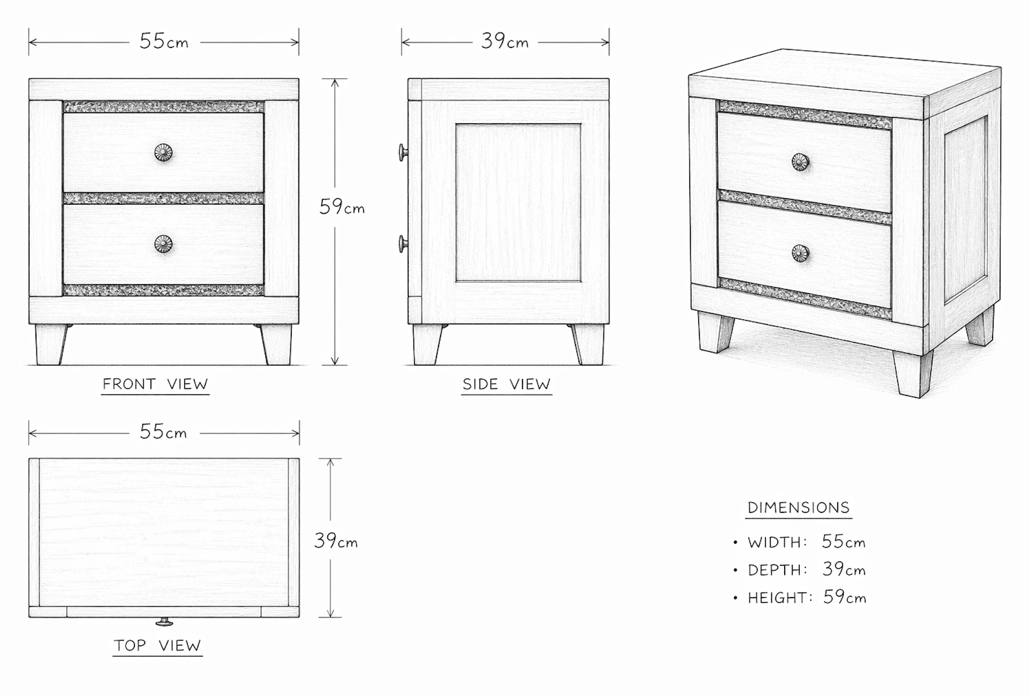 Magdeburg Bedside Table - Black