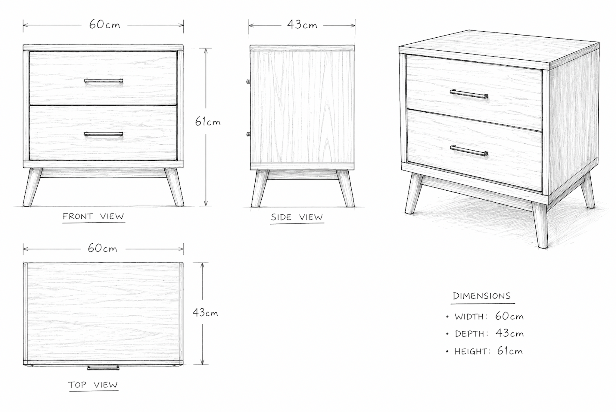 Lennart Bedside Table with Handles