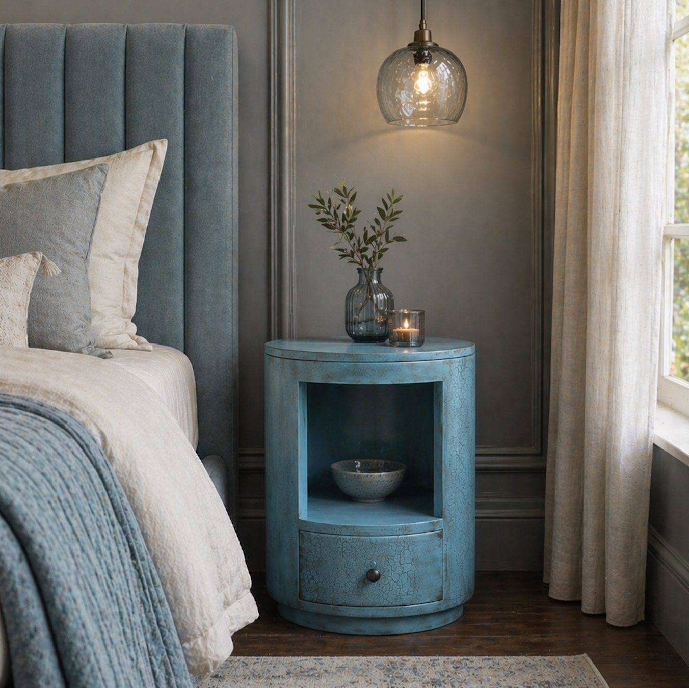 Turquoise Bedside Table