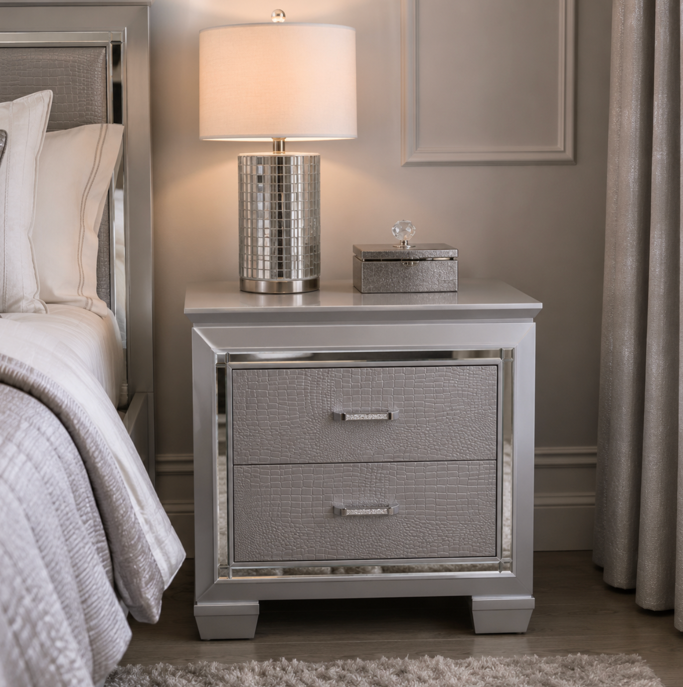 Bellanova Bedside Table - Silver