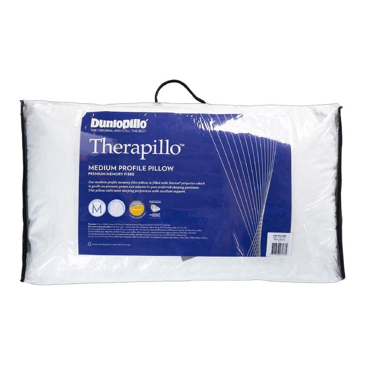 Dunlopillo Therapillo Medium Profile Memory Fibre Pillow Pillows Bedding thebedroom