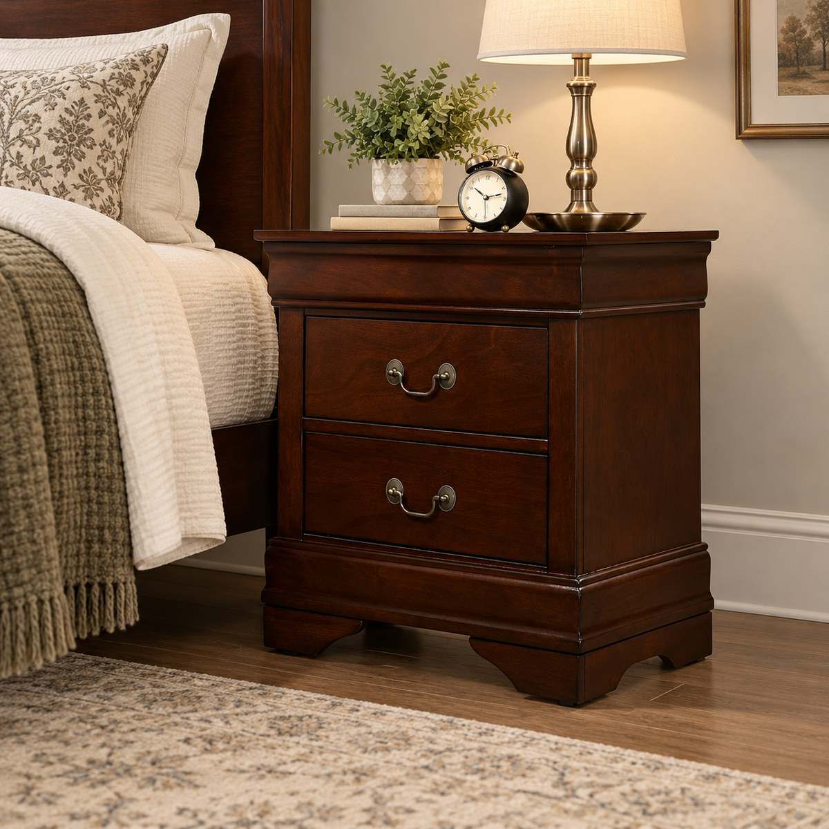 Louis Philippe Bedside Table - Cherry