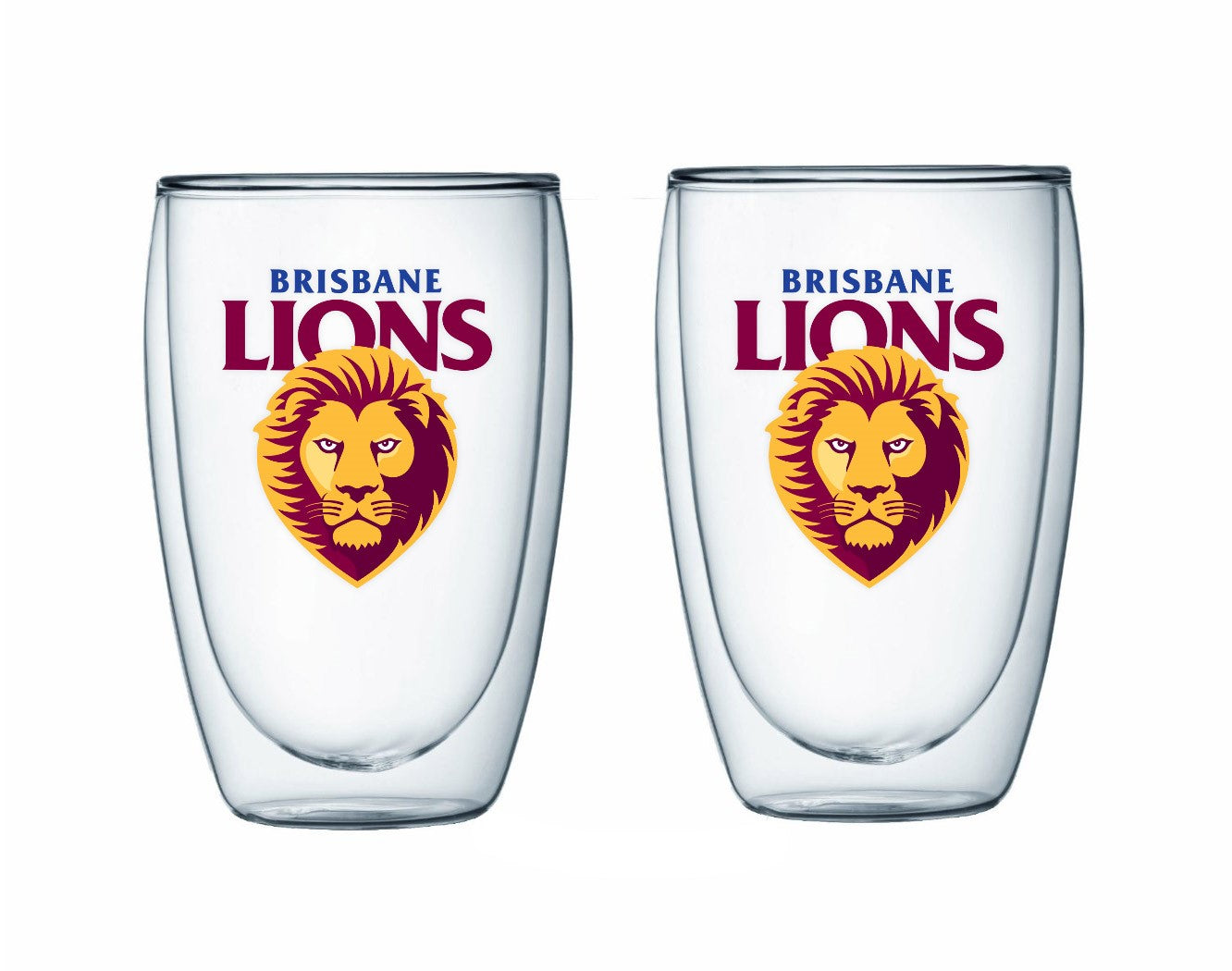 Brisbane Lions Double Wall Glass Tumbler Set of 2