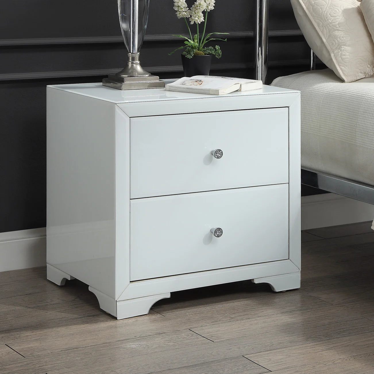 Boulevard Bedside Table In White