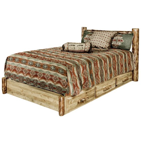 Glacier Country Wood Bed Frame Low Foot With Drawers
