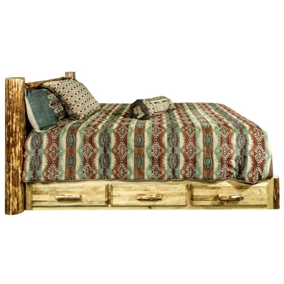 Glacier Country Wood Bed Frame Low Foot With Drawers