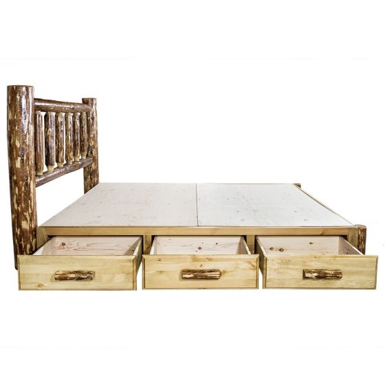 Glacier Country Wood Bed Frame Low Foot With Drawers