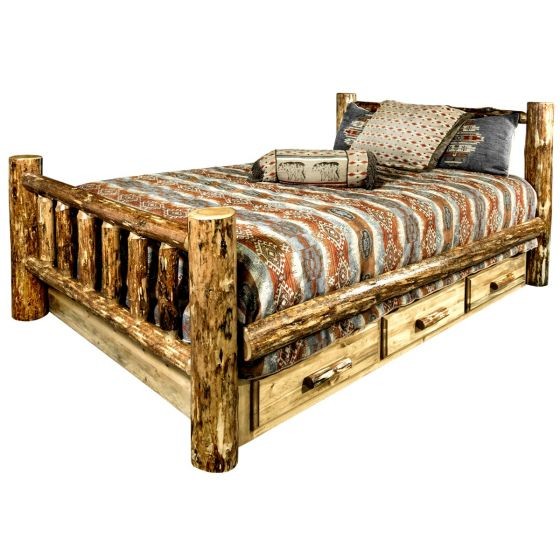Glacier Country Wood Bed Frame With Drawers