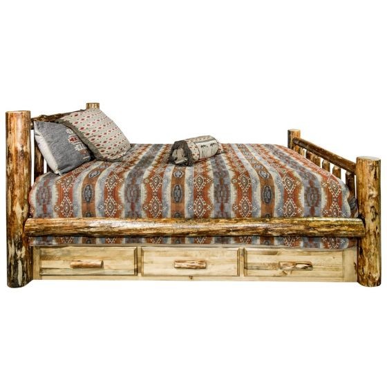 Glacier Country Wood Bed Frame With Drawers
