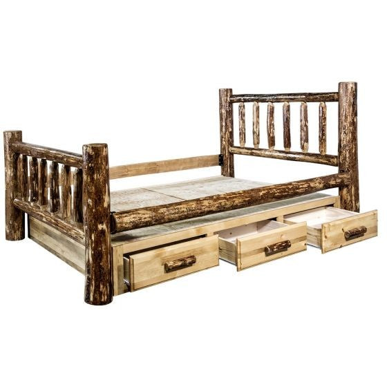 Glacier Country Wood Bed Frame With Drawers