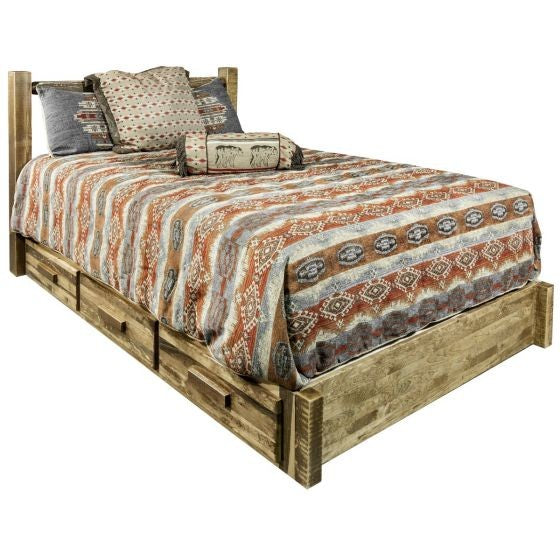Homestead Wood Bed Frame Low Foot With Drawers