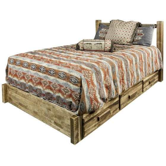 Homestead Wood Bed Frame Low Foot With Drawers