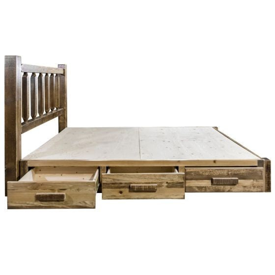 Homestead Wood Bed Frame Low Foot With Drawers