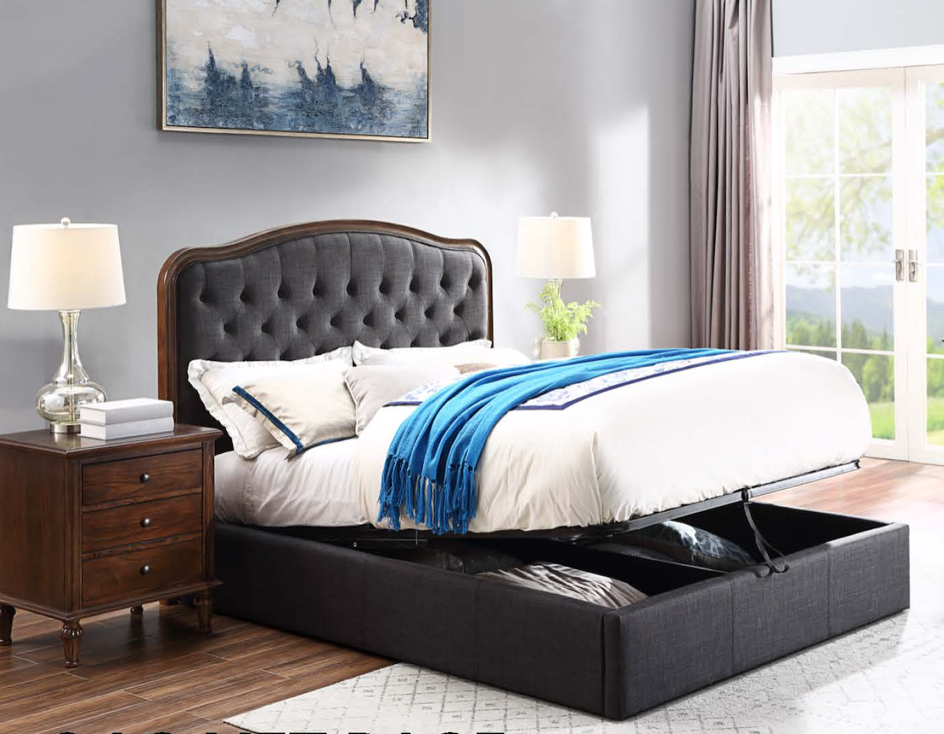Magnolia Upholstered Bed with Storage Option