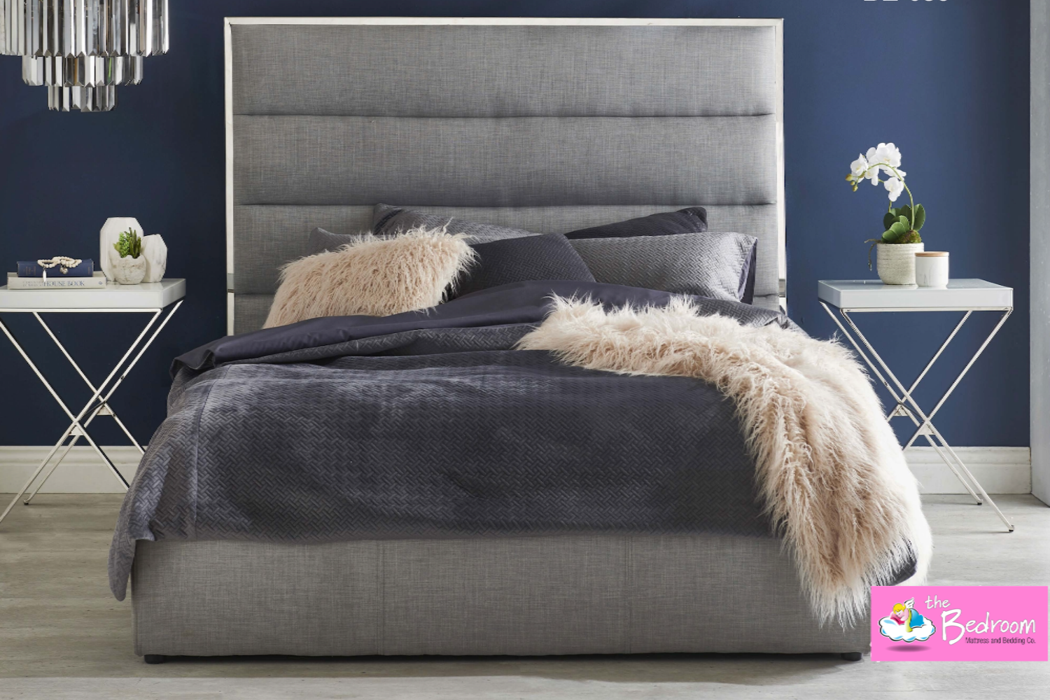 Mercedes Metal Trim Upholstered Bed with Storage Option