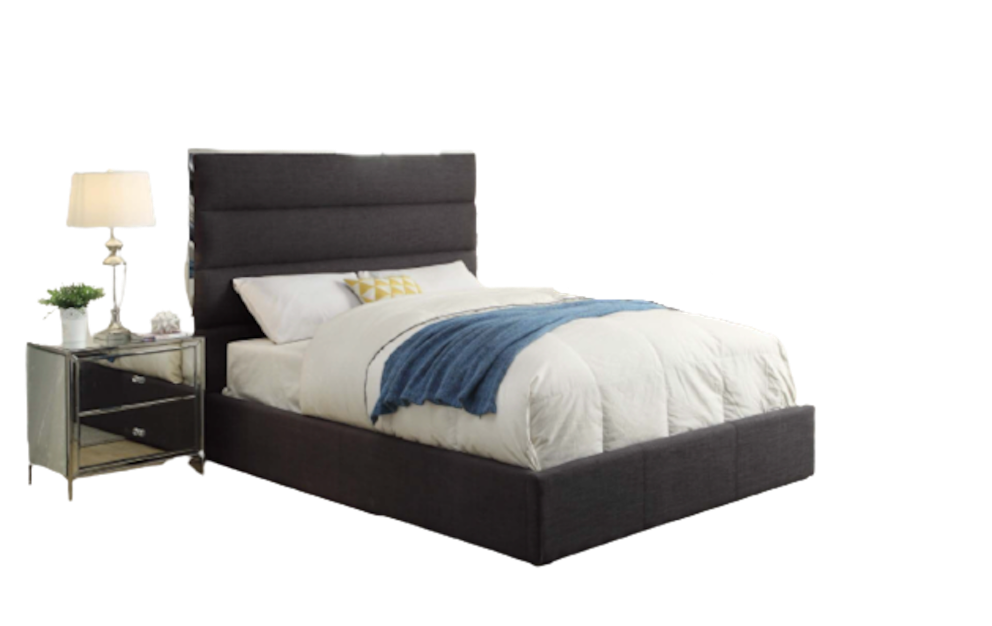 Mercedes Metal Trim Upholstered Bed with Storage Option