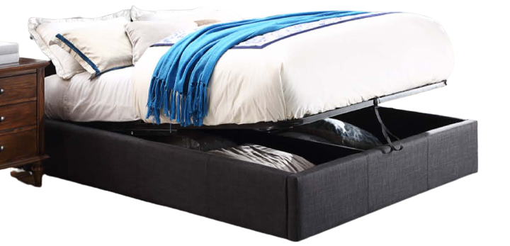 Mercedes Metal Trim Upholstered Bed with Storage Option