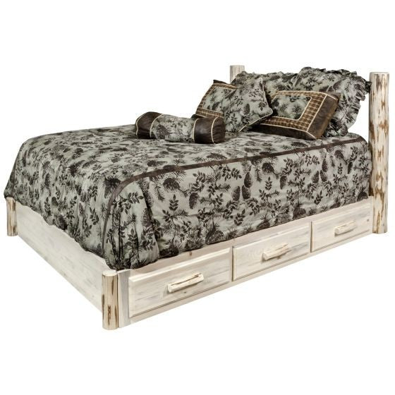 Montana Wood Bed Frame Low Foot With Drawers