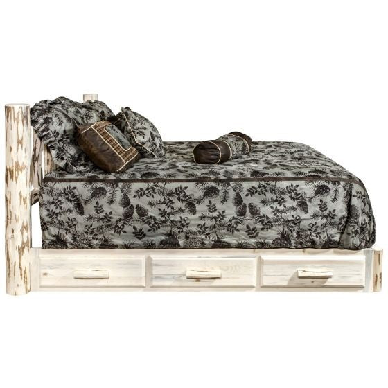 Montana Wood Bed Frame Low Foot With Drawers