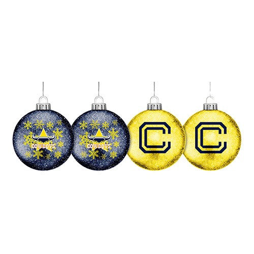 North Queensland Cowboys S/4 Glitter Baubles