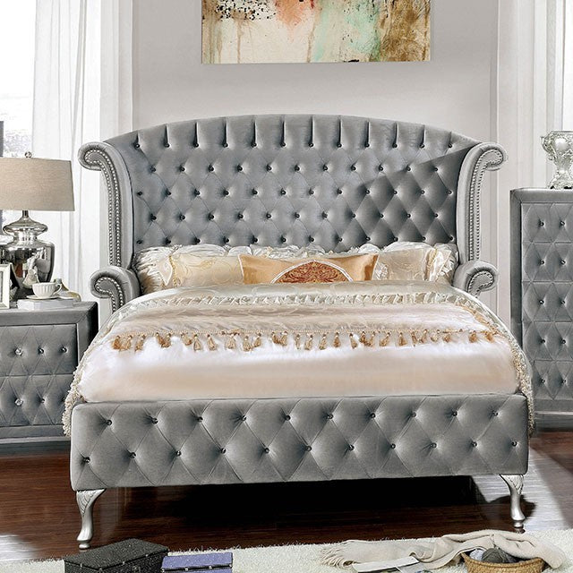 Alzir Upholstered Bed Frame - Grey