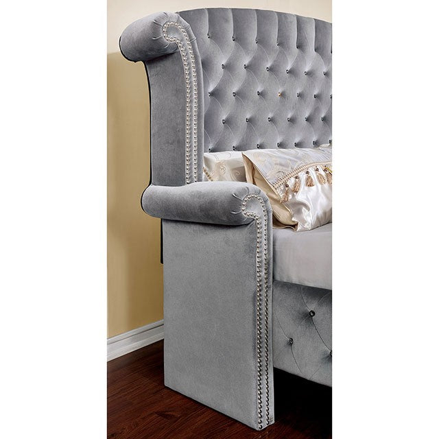 Alzir Upholstered Bed Frame - Grey