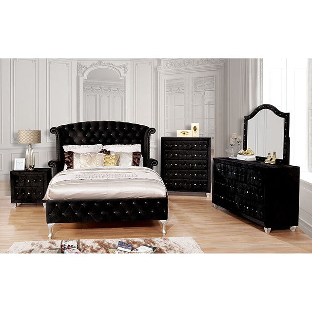 Alzir Upholstered Bed Frame- Black