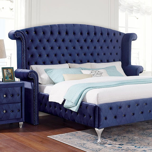 Alzir Upholstered Bed Frame - Blue