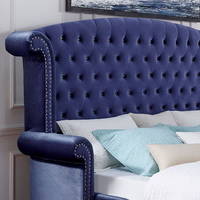 Alzir Upholstered Bed Frame - Blue