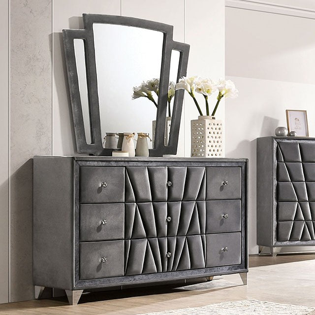 Carissa Dressing Table & Mirror - Grey