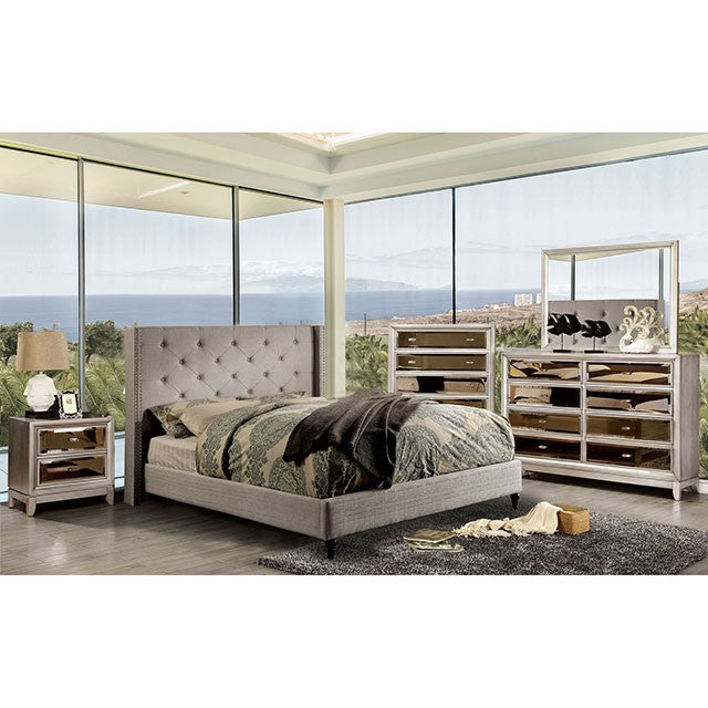 Anabelle Upholstered Bed Frame - Warm Grey