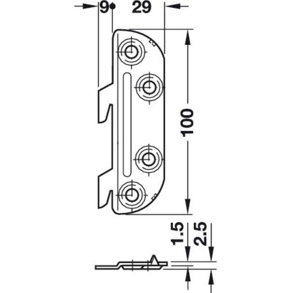 Cranked Hook Metal Bed Fitting Dimensions