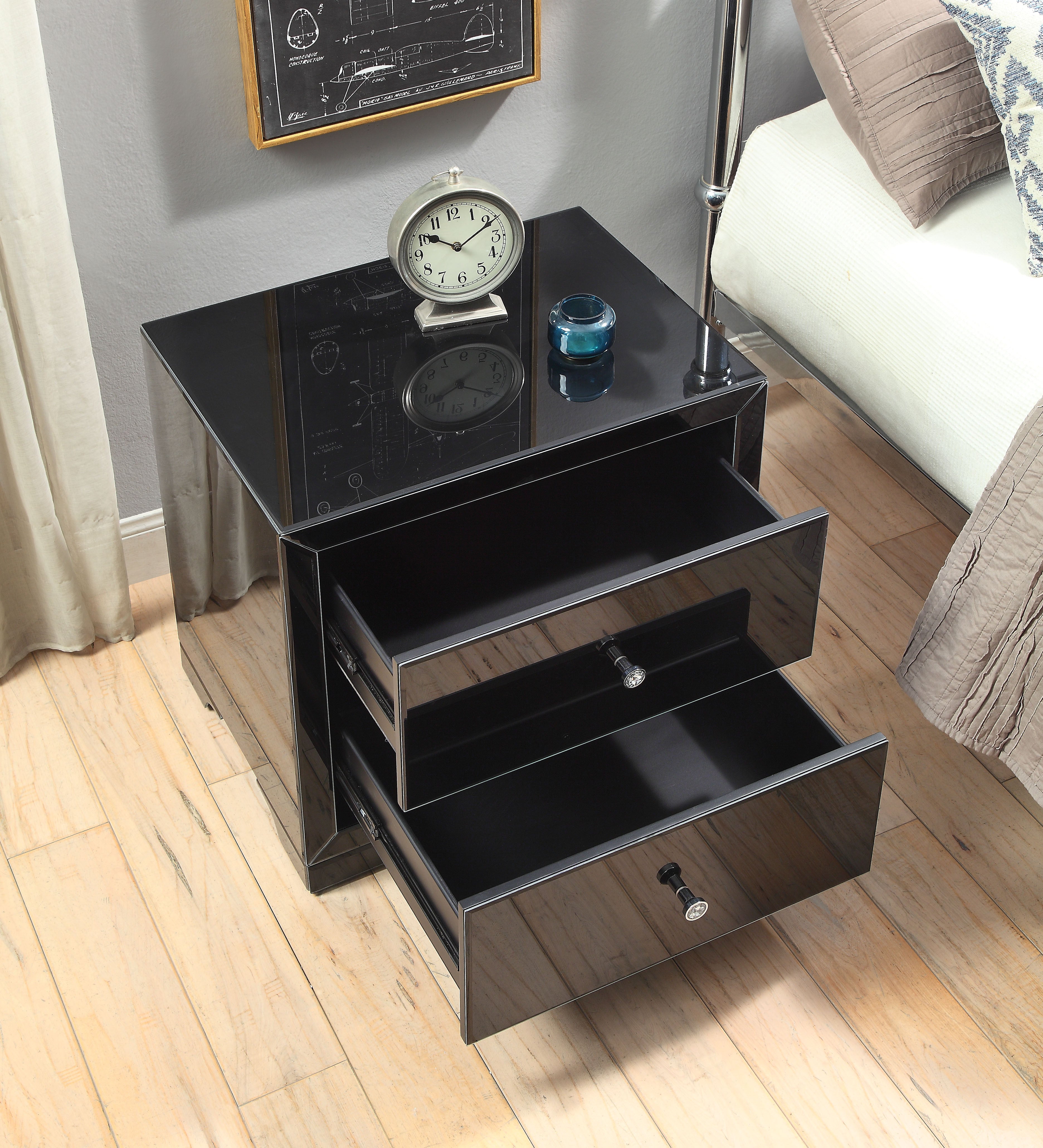 Boulevard Bedside Table In Black