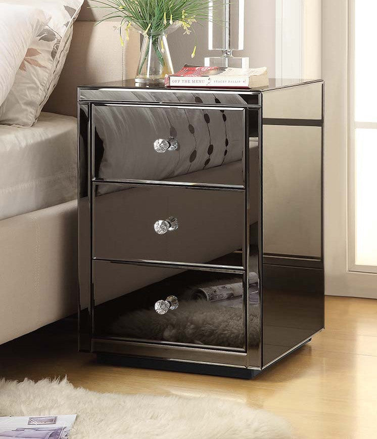 Venice Mirrored Bedside Table - Smoke