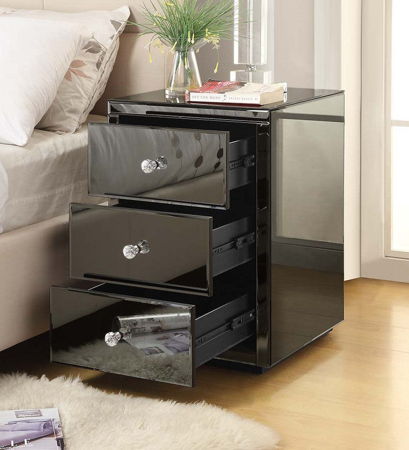 Venice Mirrored Bedside Table - Smoke