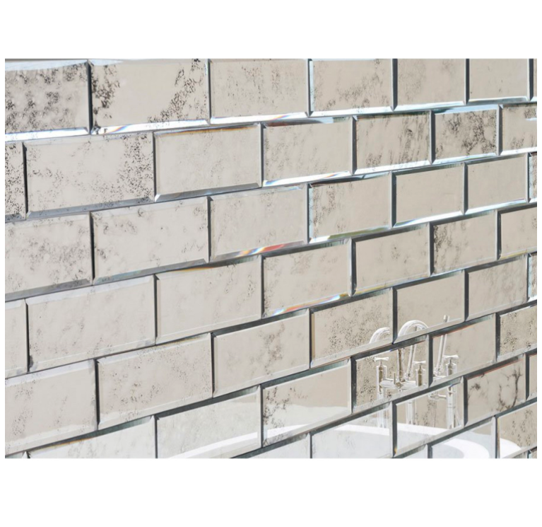 Rectangle Antique Mirrored Bevelled Wall Tiles - 22 Pack