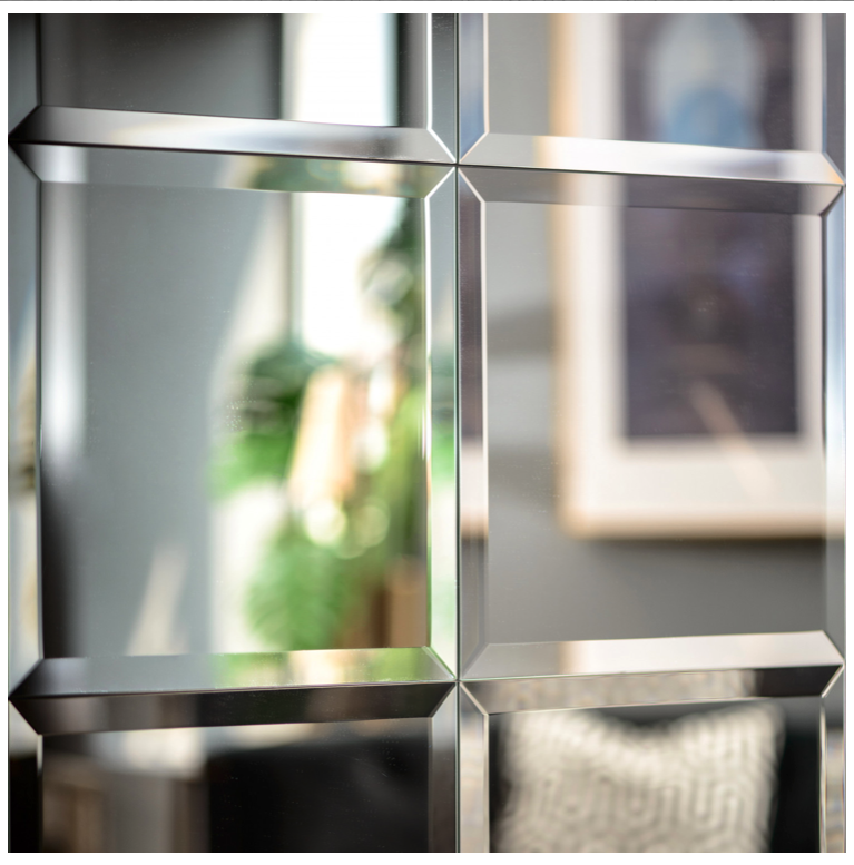 Square Silver Mirrored Bevelled Wall Tiles - 6 Pack